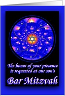 Our Son’s Bar Mitzvah Invitation, Blue Sphere card
