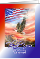 Military Service Thank You to Serviceman Eagle & American Flag card