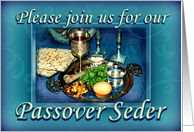Passover Seder Invitation, Aqua Blue Seder Plate card