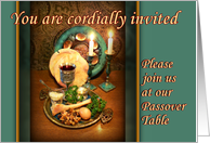 Passover Seder Invitation, Green and Gold card