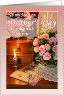 To Mom from Daughter on Mother’s Day, Pink Roses and Pearls card