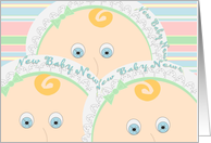 We Are Expecting Triplets! - Baby Faced Announcement card