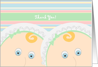 Thank You for Helping Us Welcome Our Babies! - Twins Baby Faced card