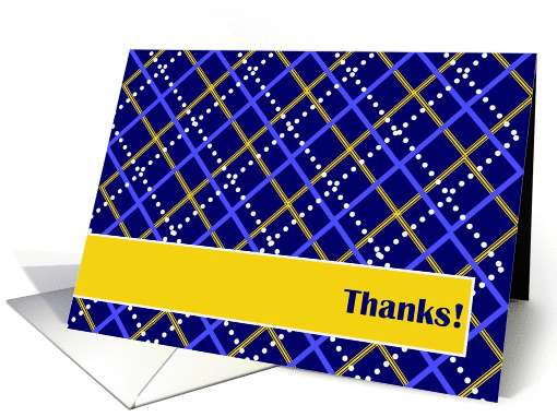 Thanks! Birthday Gift - Blue and Gold Plaid card (893445)