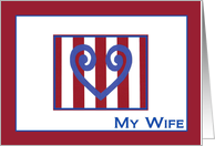 Blue Doodle Heart My Wife - Military Spouse Appreciation card