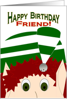 Happy Birthday Friend! - Christmas Elf card