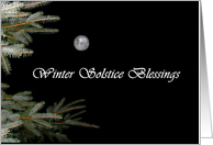 Winter Solstice Blessings Evergreens and Full Moon card