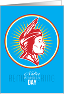 Remembering Native American Day Retro Poster Card