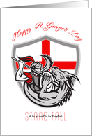 Happy St George Stand Tall Proud to be English Retro Poster card