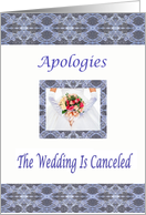 Wedding canceled, apologies to family and friends, card