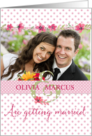 Wedding Invitation - Add Own Photo and Names - Pink Watercolor Flowers card