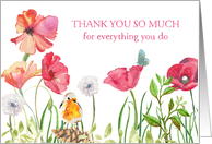 Administrative Professionals Day Card - Watercolor Poppies and Robin card
