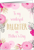 Mother’s Day Card for Daughter - Pretty Pink Flowers and Gold Sparkle card