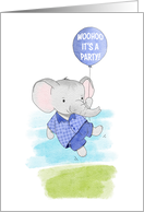 Children’s Birthday Party Invitation Elephant Wearing Blue card