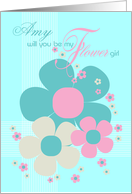 Amy Flower Girl Invite Card - Pretty Illustrated Flowers card