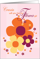 Cousin Flower Girl Invite Card - Sunshine Colours Illustrated Flowers card