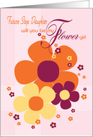 Future Step Daughter Flower Girl Invite Card - Sunshine Colours Illustrated Flowers card