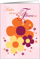 Sister Flower Girl Invite Card - Sunshine Colours Illustrated Flowers card