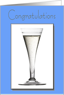 Congratulations Card, Blue Stylish and Elegant Champagne Flute Glass Design card