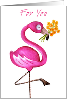 For You - Flamingo with Flowers - Crimson Kisses Range card