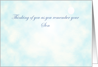 Thinking of you as you remember your son on his birthday, sun, blue clouds card