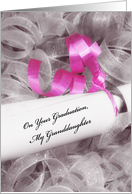 Girly Graduation Congratulations For Granddaughter With Pink Ribbon card