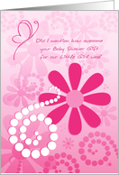 Cute Thank You For Girl Baby Shower Gift Pink Retro Flowers card