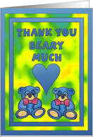 Blue Teddy Baby Shower - (Twins) Thank you Card