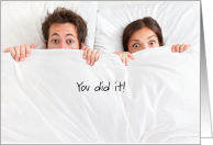 Congratulations to Parents-to-Be, Humorous between the sheets card