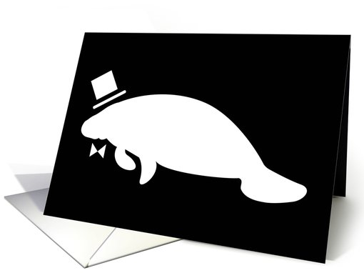 Be My Best Man? Formal Manatee in Top Hat & Bow Tie card (1433572)