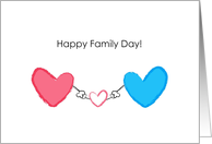 Family Day, Hearts Holding Hands with Daughter Card