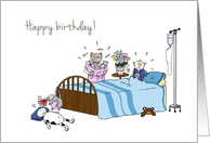 Happy Birthday - For pregnant / expecting mom - Cat in hospital card