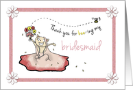 Thank you for being Bridesmaid Step Sister - Cute cat in dress card