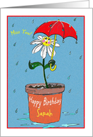 Happy Birthday Flower - Miss You! Custom Name card
