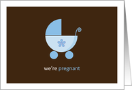 We’re Pregnant with a Boy, Blue Stroller card