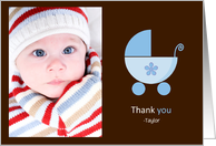 Thank You for the Baby Shower Gift, Blue Stroller Photo Card