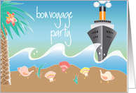 Hand Lettered Bon Voyage Party Invitation Ocean Cruiser and Beach card