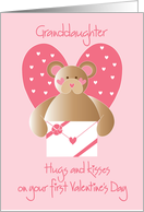 First Valentine’s Day for Granddaughter with teddy bear and hearts card