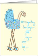 Announcement We’re expecting twin boys with strollers card