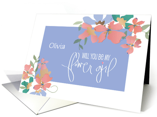 Hand Lettered Be My Flower Girl Floral Invitation with... (1050523)
