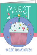 Hand Lettered Birthday Sweet Cupcake for Mutual or Shared Birthday card