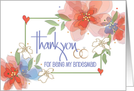 Hand Lettered Floral Thank you to Bridesmaid Watercolor Floral Bouquet card