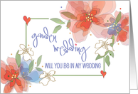 Hand Lettered Be in My Garden Wedding with Floral Bouquets and Hearts card