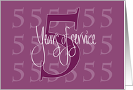 Hand Lettered 5th Year Employee Work Anniversary 5 Years of Service card