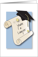 Graduation Congratulations for Lawyer, Diploma and Mortar Board card