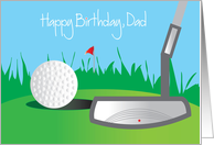 Happy Birthday for Dad with Golf Ball and Putter card