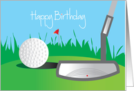 Happy Birthday for Golfer, with Golf Ball and Golf Putter card