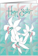 Hand Lettered Easter Greetings Trio of White Easter Lilies on Pastels card