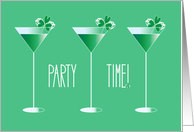 St. Patrick’s Party Invitation wit Trio of Green Glasses and Shamrocks card