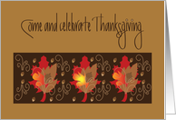 Canadian Thanksgiving Invitation with Trio of Red Maple Leaves card